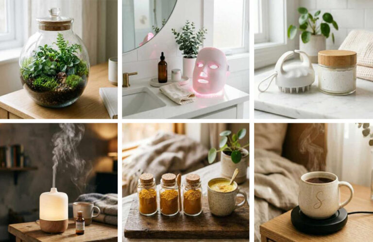 Collage of self-care Sunday gifts for girlfriend