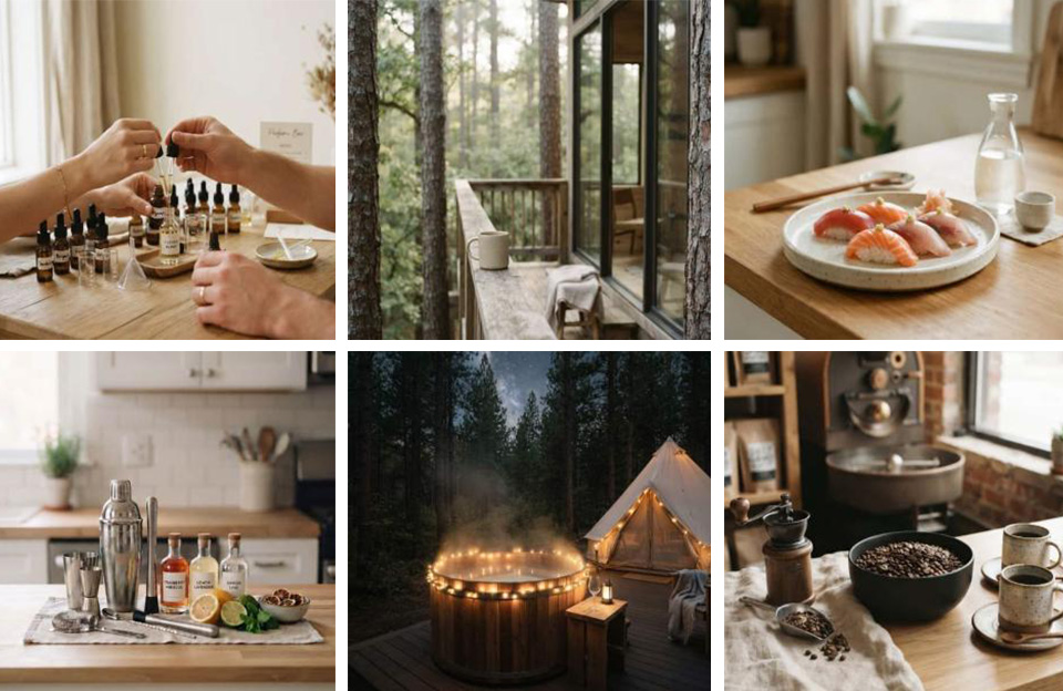 Collage of experience gifts for girlfriend