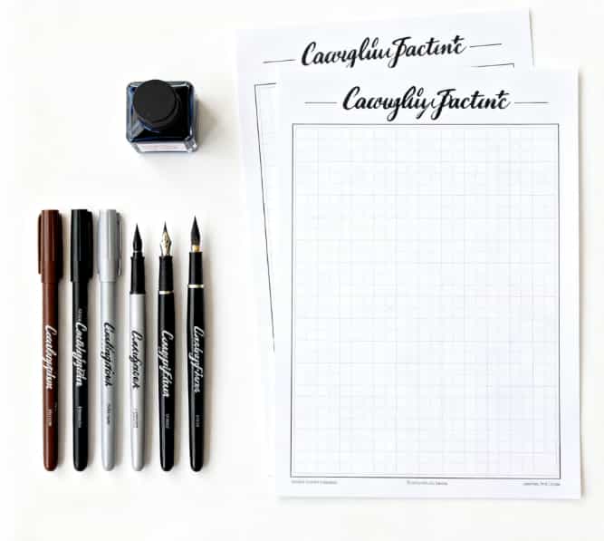 Beginner's calligraphy kit with pen, ink, and paper, a gift to encourage a new hobby