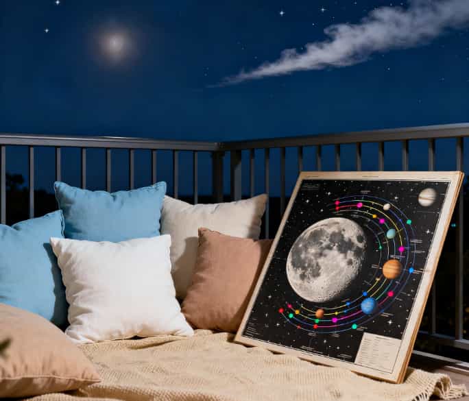 Complete stargazing kit with blanket and star map for a peaceful evening under the stars.