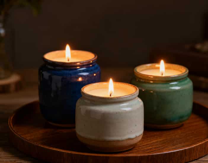 A set of conversation candles lit on a tray, creating a thoughtful atmosphere for reconnection as a sincere apology gift.