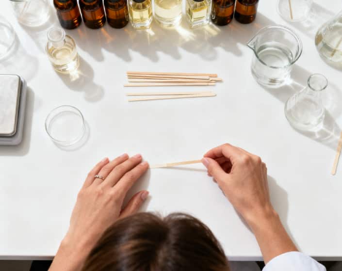 A custom perfume blending session in progress, creating a unique scent as a thoughtful and personal apology gift.
