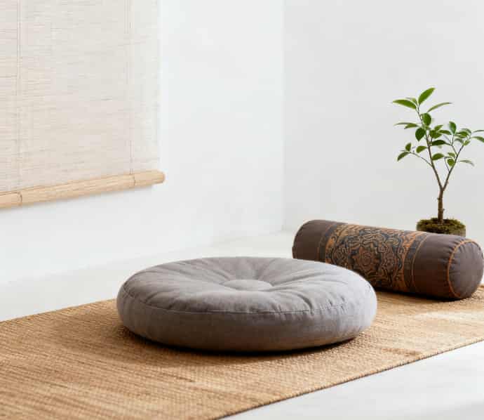 Ergonomic meditation cushion set to create a serene space for mindfulness and relaxation.