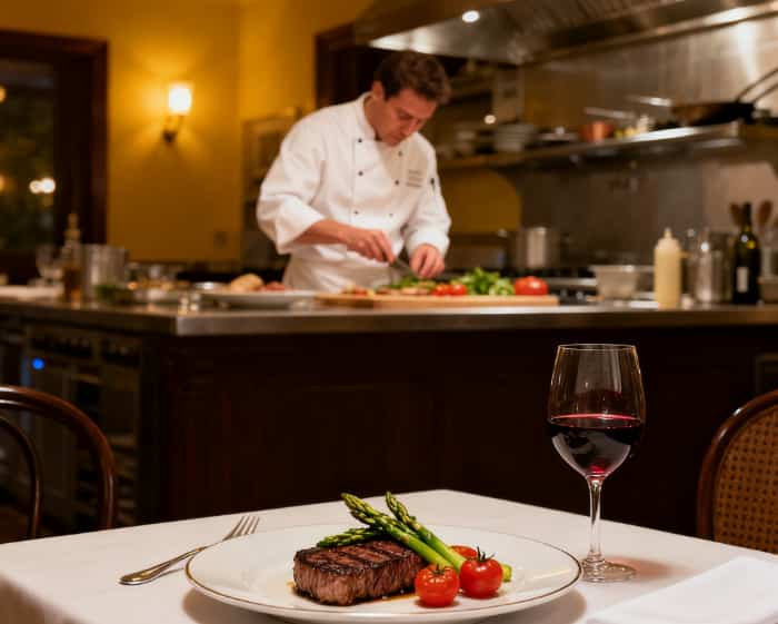 A private chef serving a recreated first meal as a romantic personalized gift.