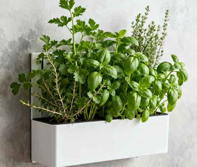 Space-saving indoor vertical garden kit for growing fresh calming herbs like lavender and mint.