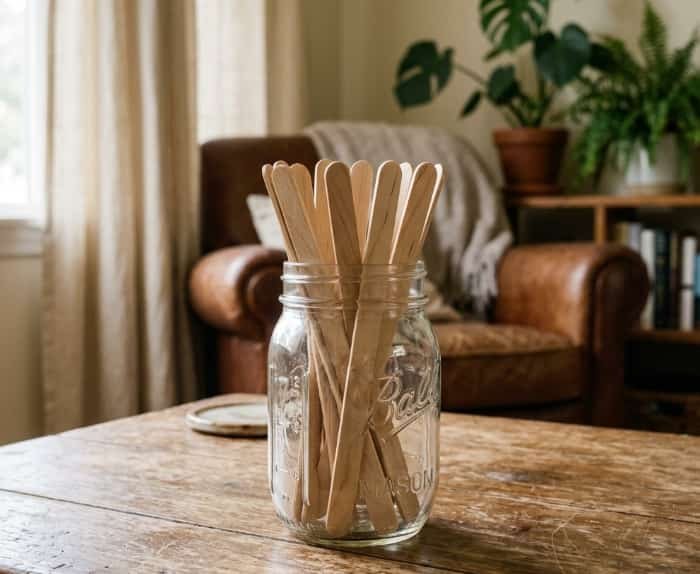 DIY date idea jar filled with wooden sticks