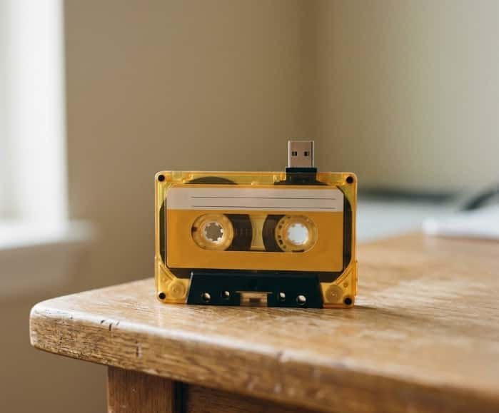 Retro cassette shaped USB drive playlist gift
