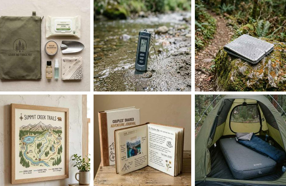 hiking and camping gifts for outdoorsy girlfriend collage