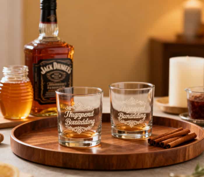 Artisanal cocktail kit with engraved glasses for a DIY date night