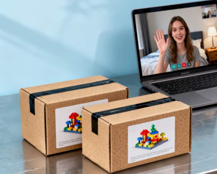 Two identical DIY craft kits ready for a virtual date