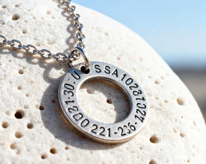 Necklace with coordinates for an outdoorsy girlfriend