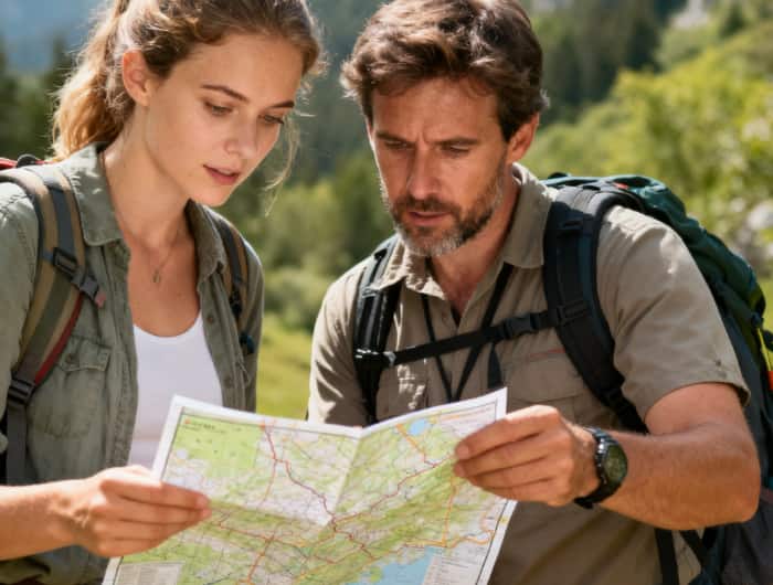Woman learning outdoor navigation skills