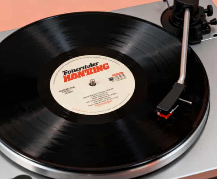 Custom vinyl record on turntable