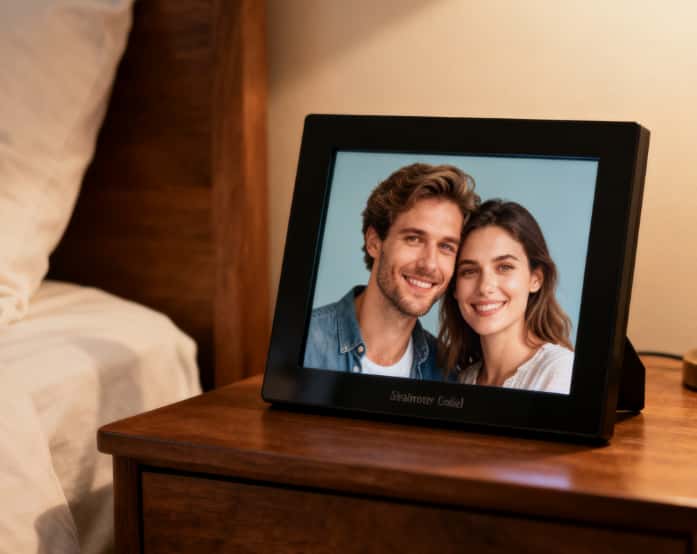 Digital photo frame pre-loaded with couple memories as a thoughtful gift