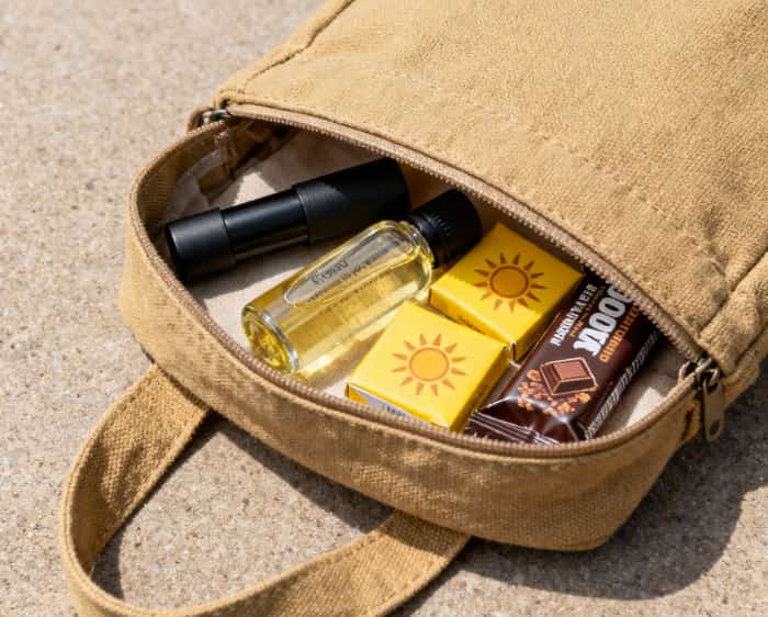 DIY outdoor comfort kit with lip balm and essentials