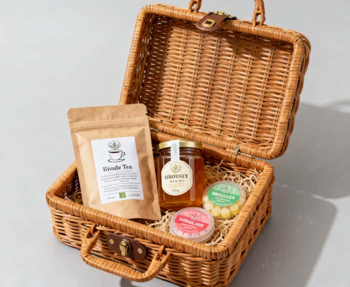 Assortment of comforting items in a long-distance care package