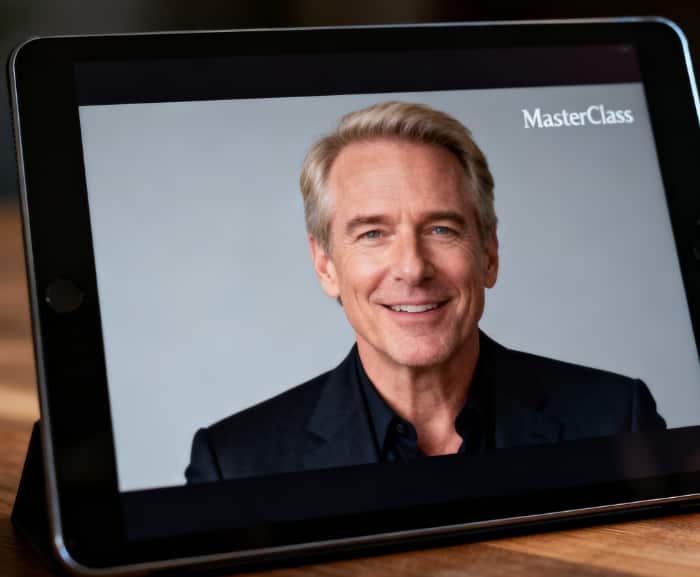 Person watching a MasterClass on tablet