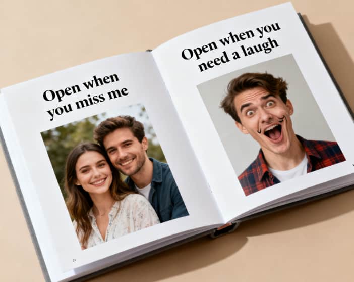 Custom photo book with heartfelt messages for every occasion