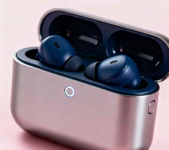 Premium noise-cancelling earbuds in case