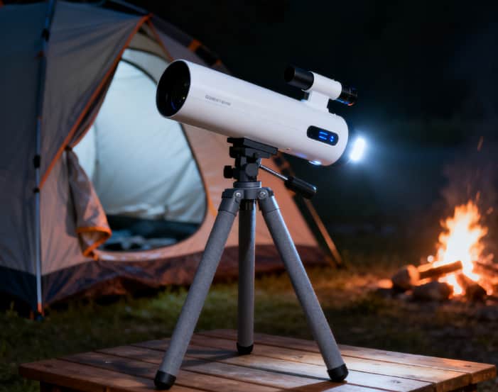 Smart telescope for stargazing while camping