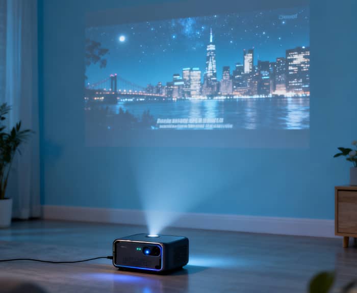 Compact projector creating a cinema experience at home