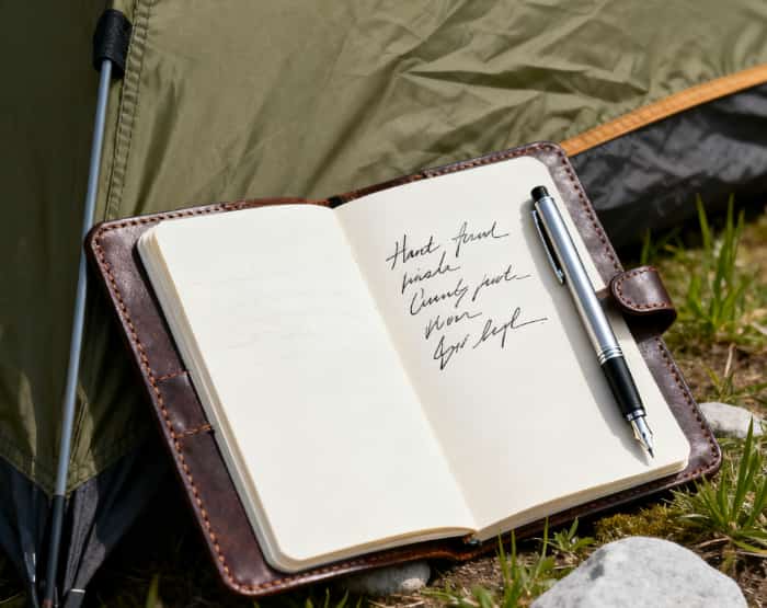 Waterproof journal and pen for adventure notes