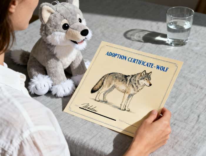 Wildlife adoption certificate as a meaningful gift