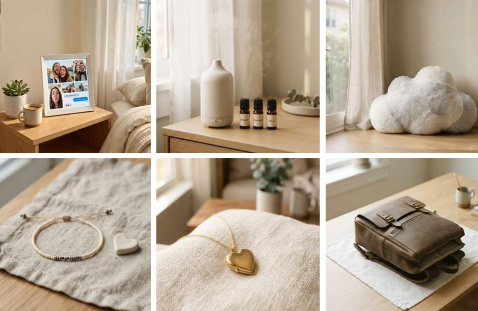 Collage of 6 thoughtful birthday gifts for your girlfriend that show you listen