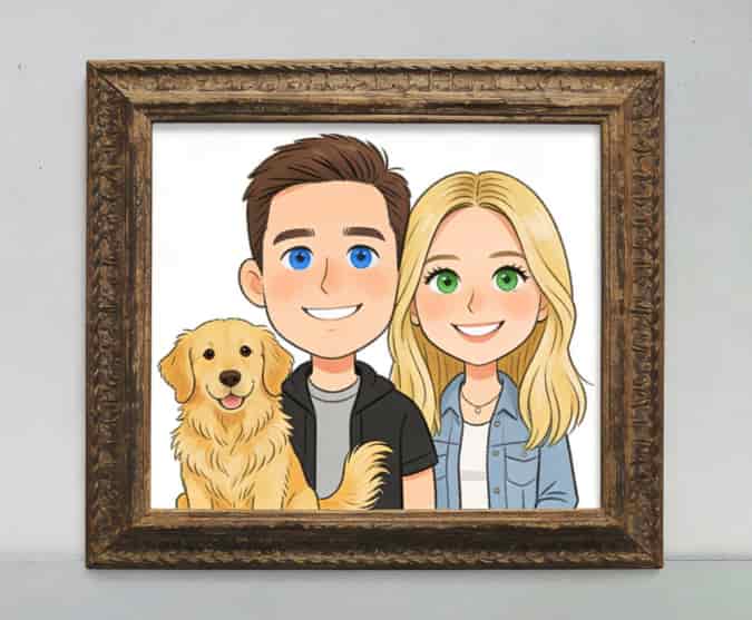 Custom cartoon portrait of a couple
