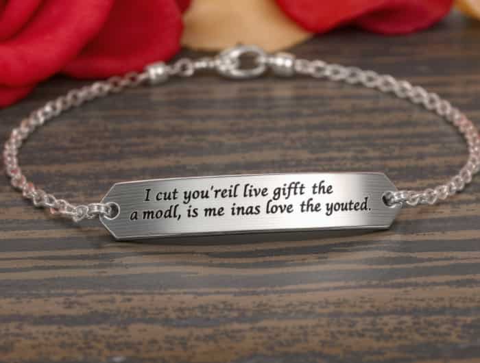 Engraved song lyric bracelet personalized gift