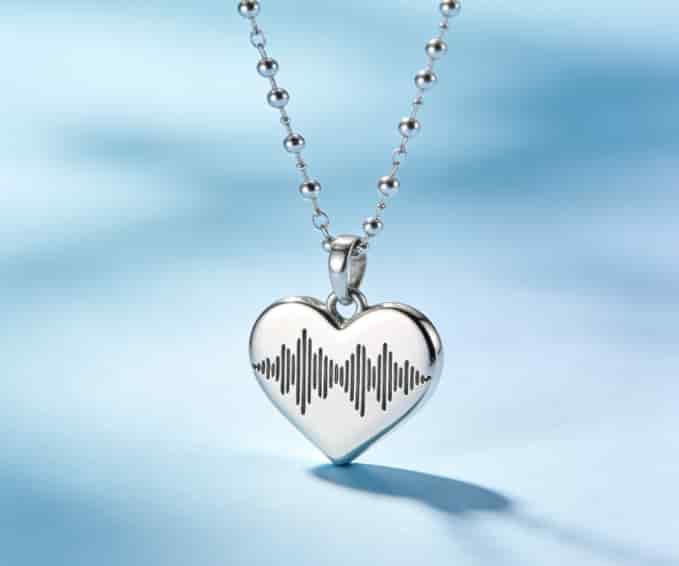 Engraved sound wave necklace personalized gift