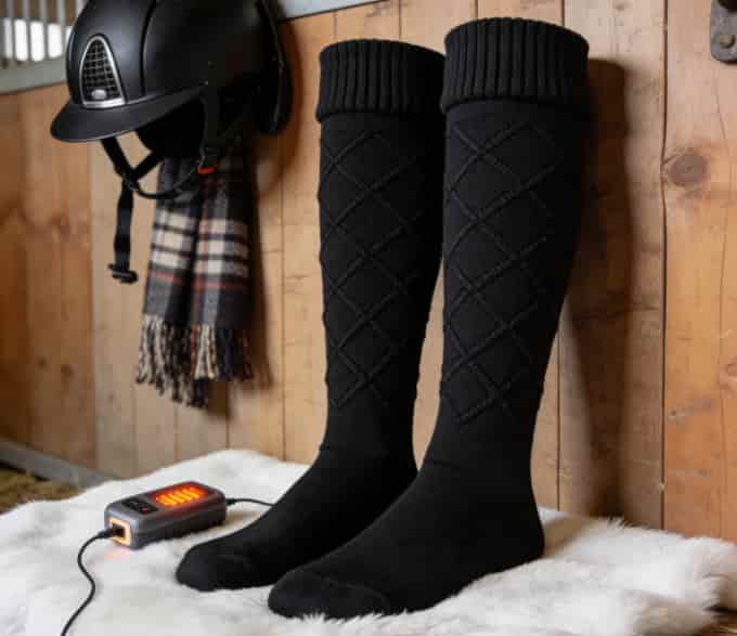Heated riding socks for winter equestrian