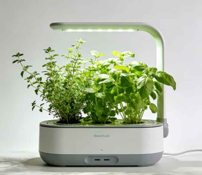 Indoor smart garden growing fresh herbs