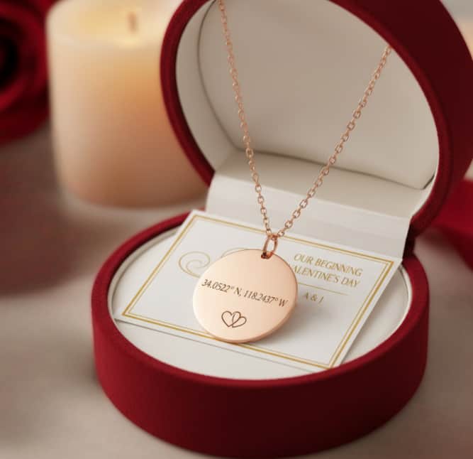 Map coordinate necklace personalized Valentine's gift