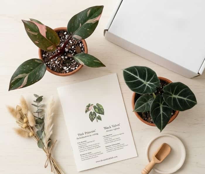Potted Pink Princess philodendron and rare houseplant subscription box