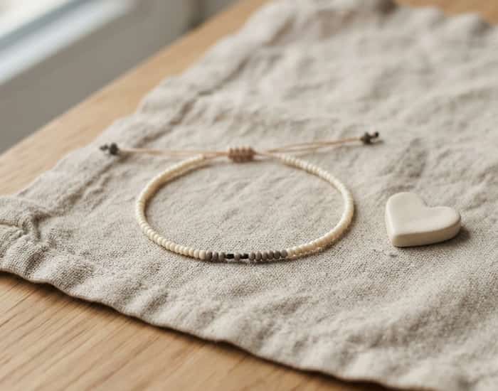 Minimalist Morse code beaded bracelet on an adjustable cord