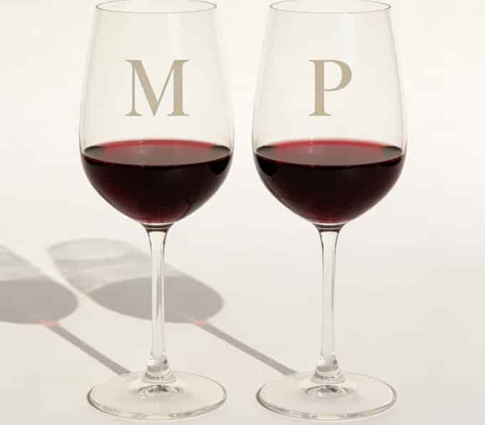 Personalized engraved glassware set for couples