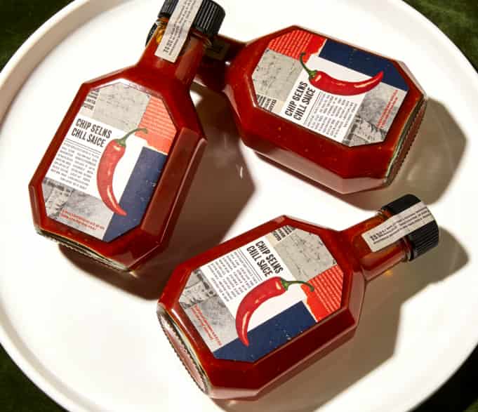 Collection of artisanal hot sauce bottles