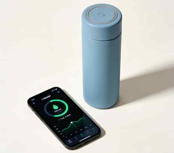 Smart water bottle with LED reminder light