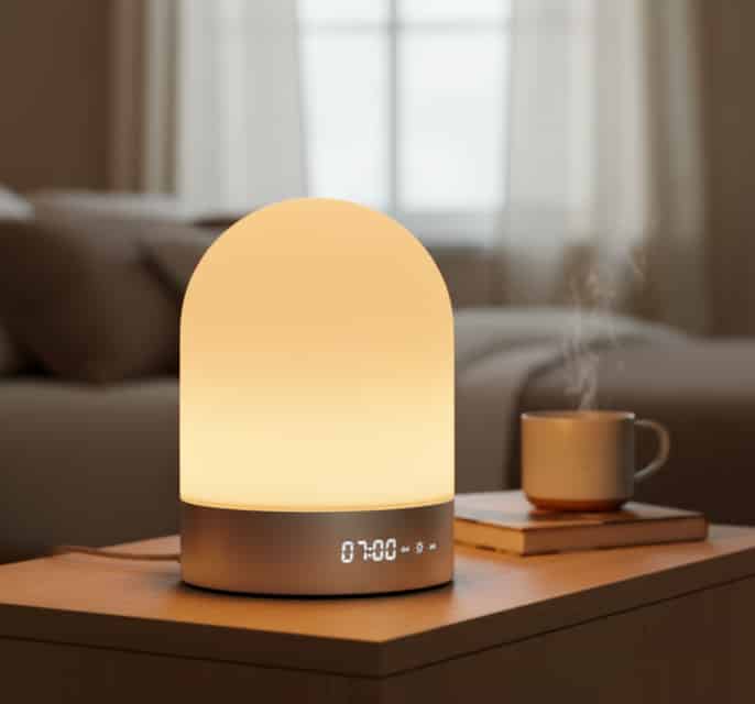 Smart sunrise simulation alarm lamp