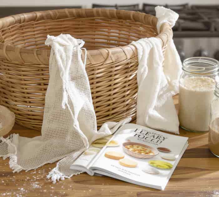 Sourdough baking kit with banneton and flour