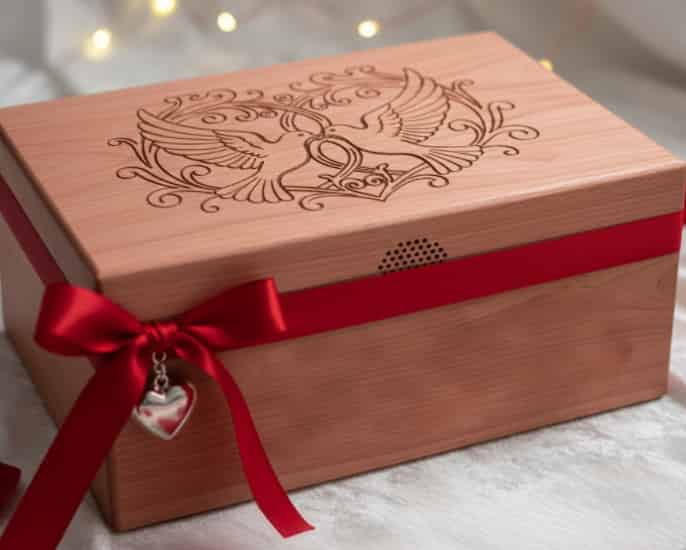 Voice message keepsake box for Valentine's Day