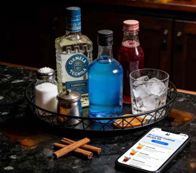 AI-generated custom cocktail recipe and ingredient kit