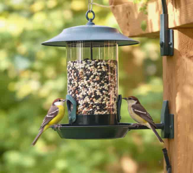 Modern bird feeder and seed