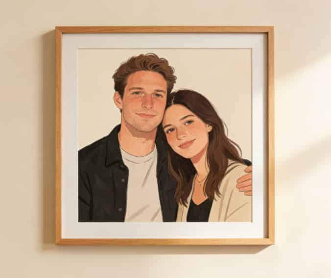 Personalized couple illustration gift art