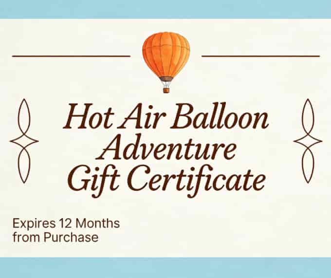 Hot air balloon ride gift voucher