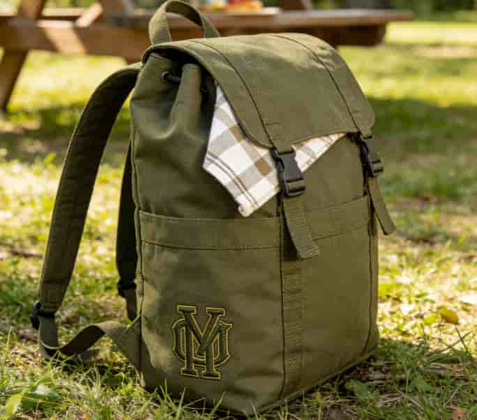 Monogrammed picnic backpack for two