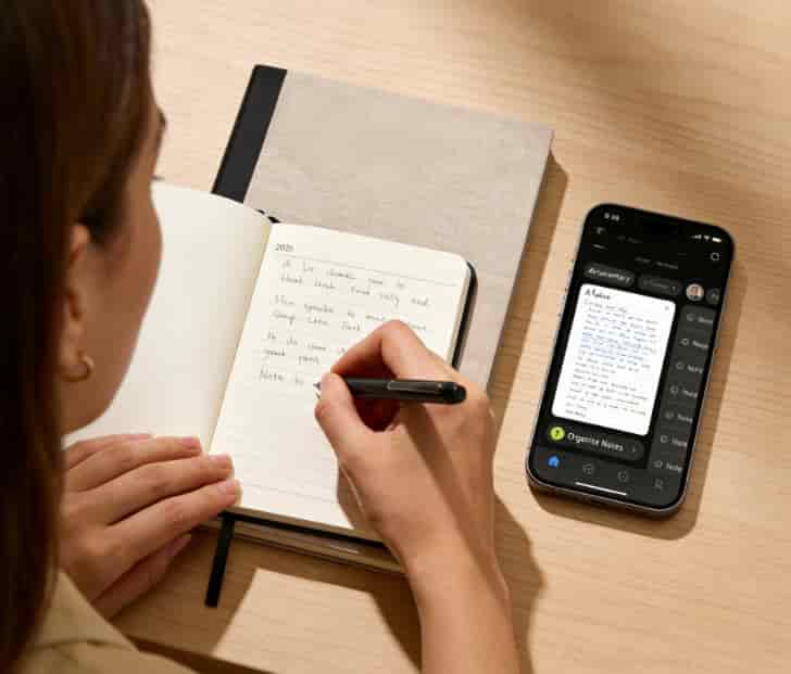 Reusable AI smart notebook with app digitizing handwritten notes gift