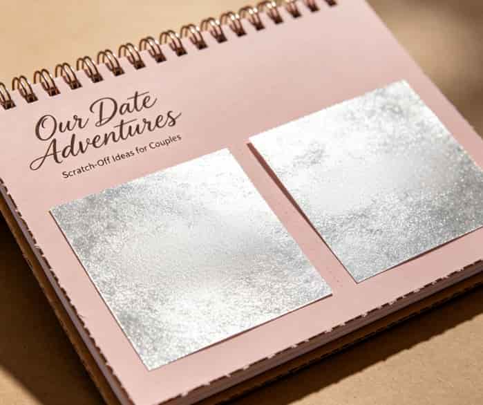 Spiral-bound scratch-off date idea book for couples