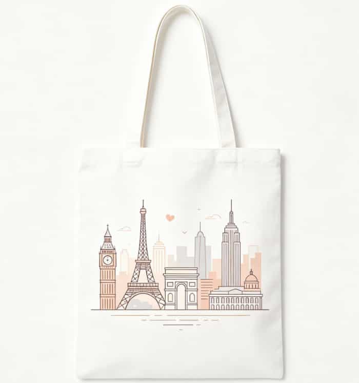 Canvas tote bag featuring a custom illustration print